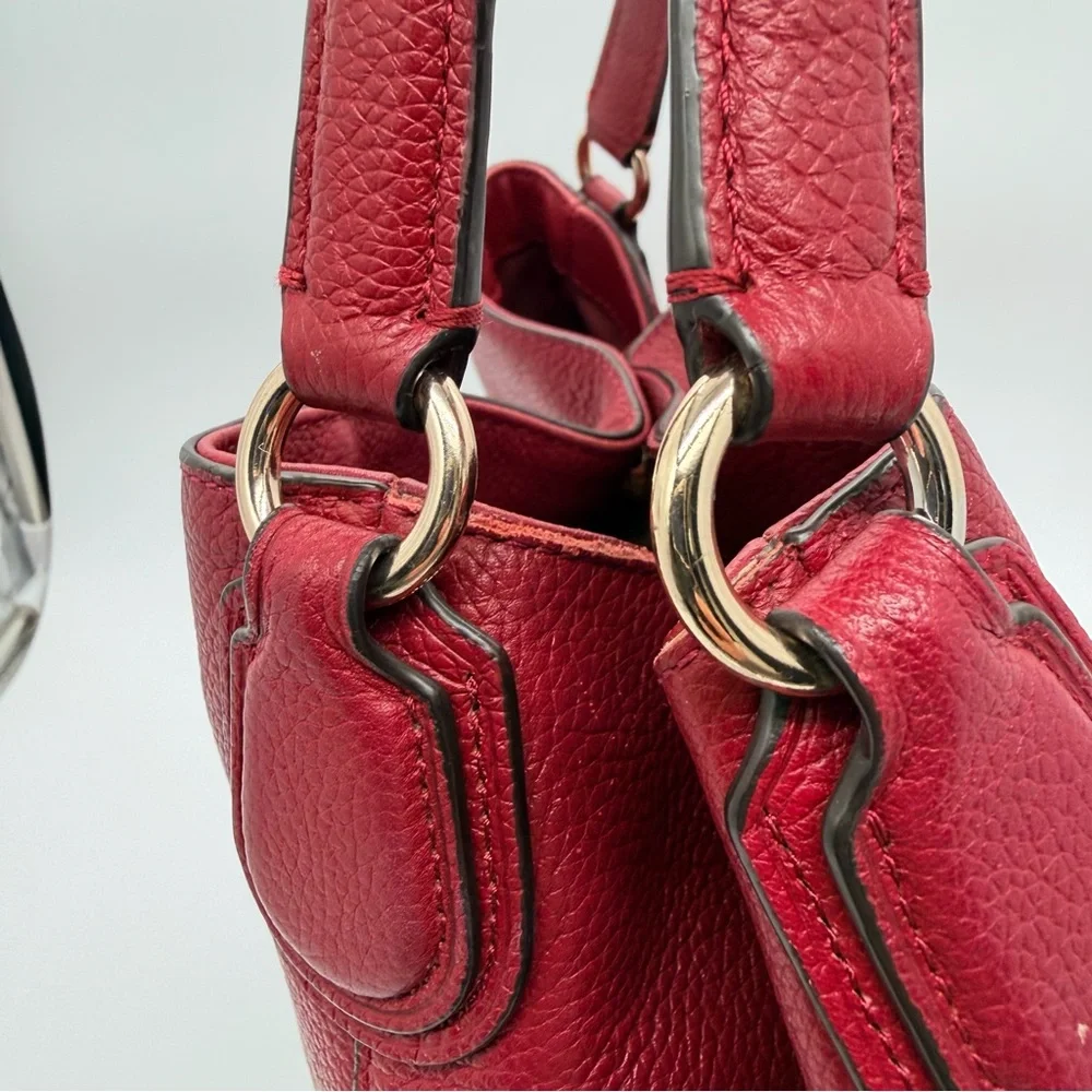 Coach Burgundy pebble Leather Hobo shoulder bag 10x12 gold‎ tone hardware.